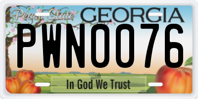 GA license plate PWN0076