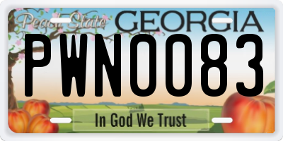 GA license plate PWN0083