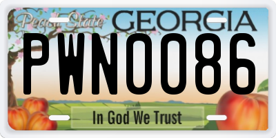 GA license plate PWN0086