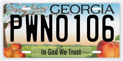 GA license plate PWN0106