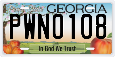 GA license plate PWN0108