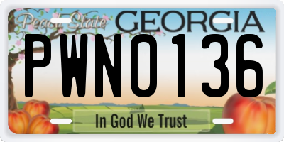 GA license plate PWN0136