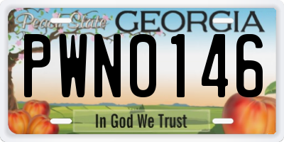 GA license plate PWN0146