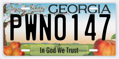 GA license plate PWN0147