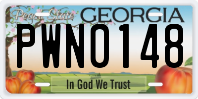 GA license plate PWN0148