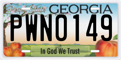 GA license plate PWN0149