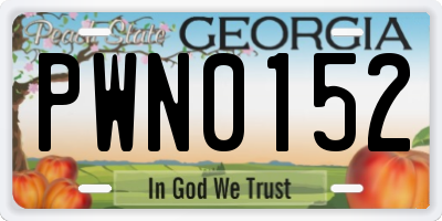 GA license plate PWN0152
