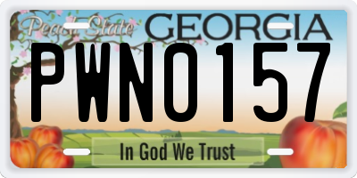 GA license plate PWN0157