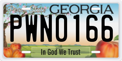 GA license plate PWN0166