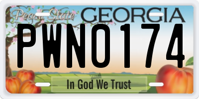 GA license plate PWN0174