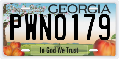 GA license plate PWN0179