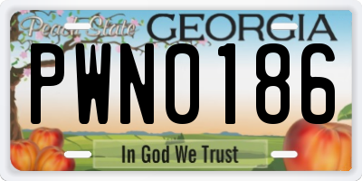 GA license plate PWN0186