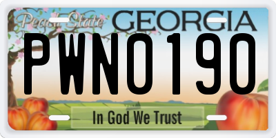 GA license plate PWN0190