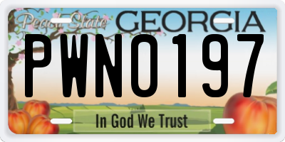 GA license plate PWN0197