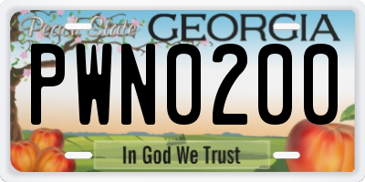 GA license plate PWN0200