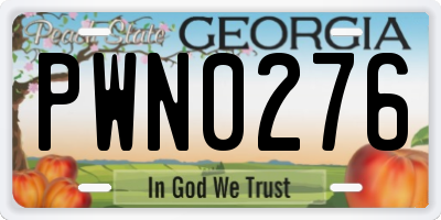 GA license plate PWN0276