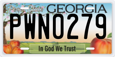 GA license plate PWN0279