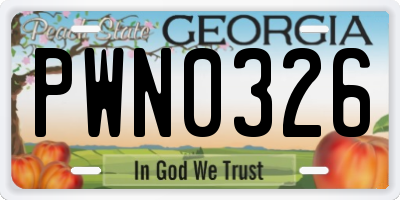 GA license plate PWN0326
