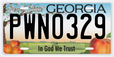 GA license plate PWN0329