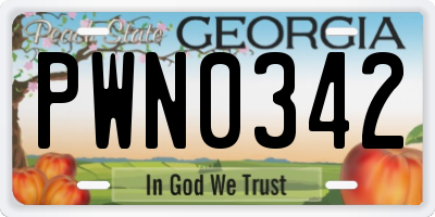 GA license plate PWN0342