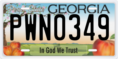 GA license plate PWN0349