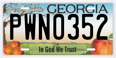 GA license plate PWN0352