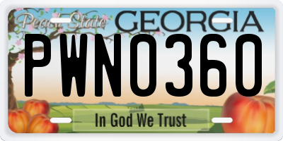 GA license plate PWN0360
