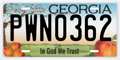 GA license plate PWN0362