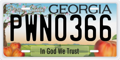 GA license plate PWN0366