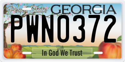 GA license plate PWN0372