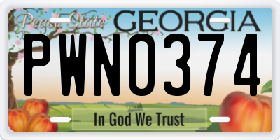 GA license plate PWN0374