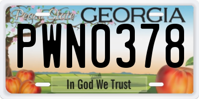 GA license plate PWN0378