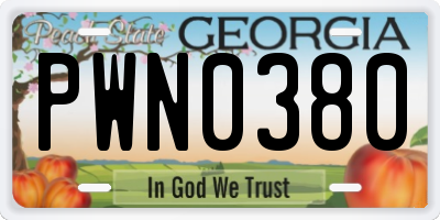 GA license plate PWN0380