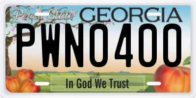 GA license plate PWN0400