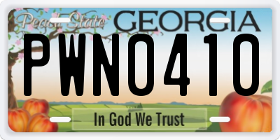 GA license plate PWN0410