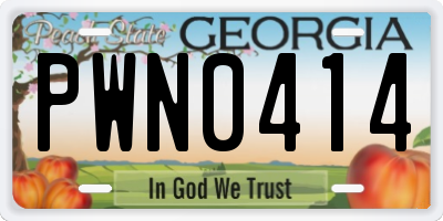 GA license plate PWN0414