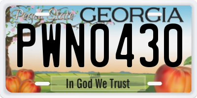 GA license plate PWN0430