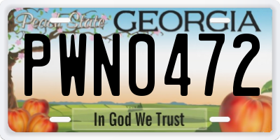 GA license plate PWN0472