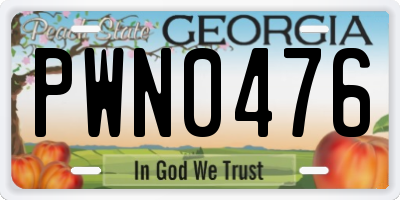 GA license plate PWN0476