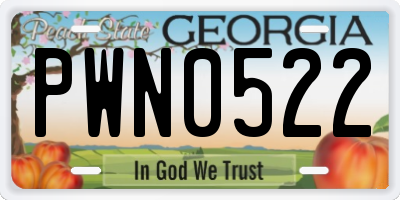 GA license plate PWN0522