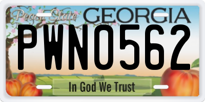 GA license plate PWN0562