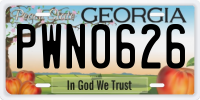 GA license plate PWN0626