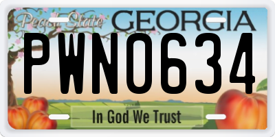 GA license plate PWN0634