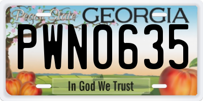 GA license plate PWN0635