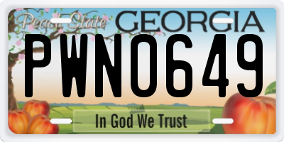 GA license plate PWN0649