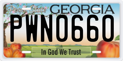 GA license plate PWN0660