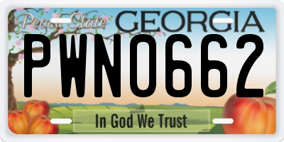 GA license plate PWN0662