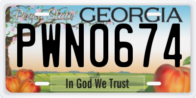 GA license plate PWN0674
