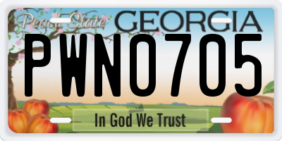 GA license plate PWN0705