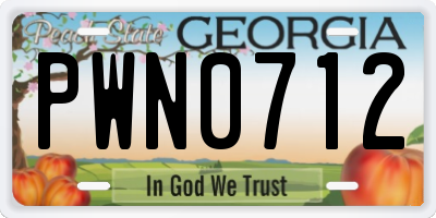GA license plate PWN0712